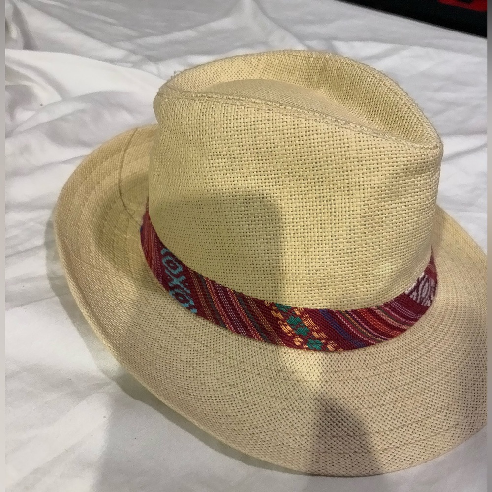 Stylish Beige Fedora with Colorful Band
